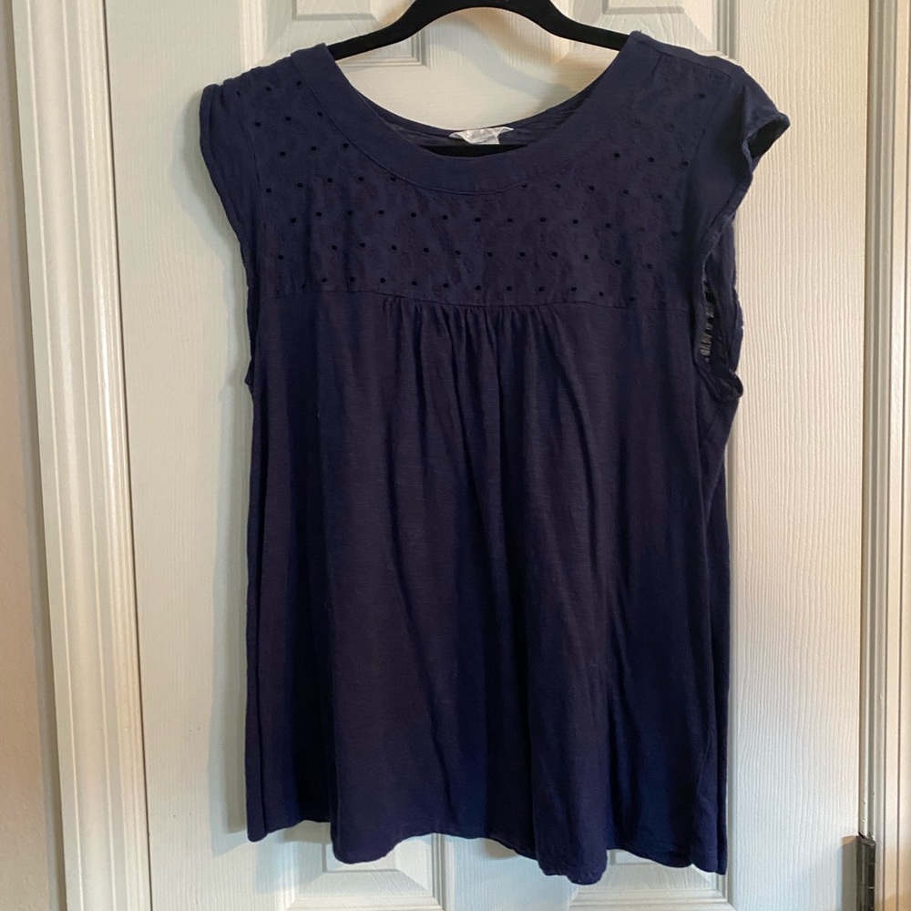 Navy Tank with eyelet detail